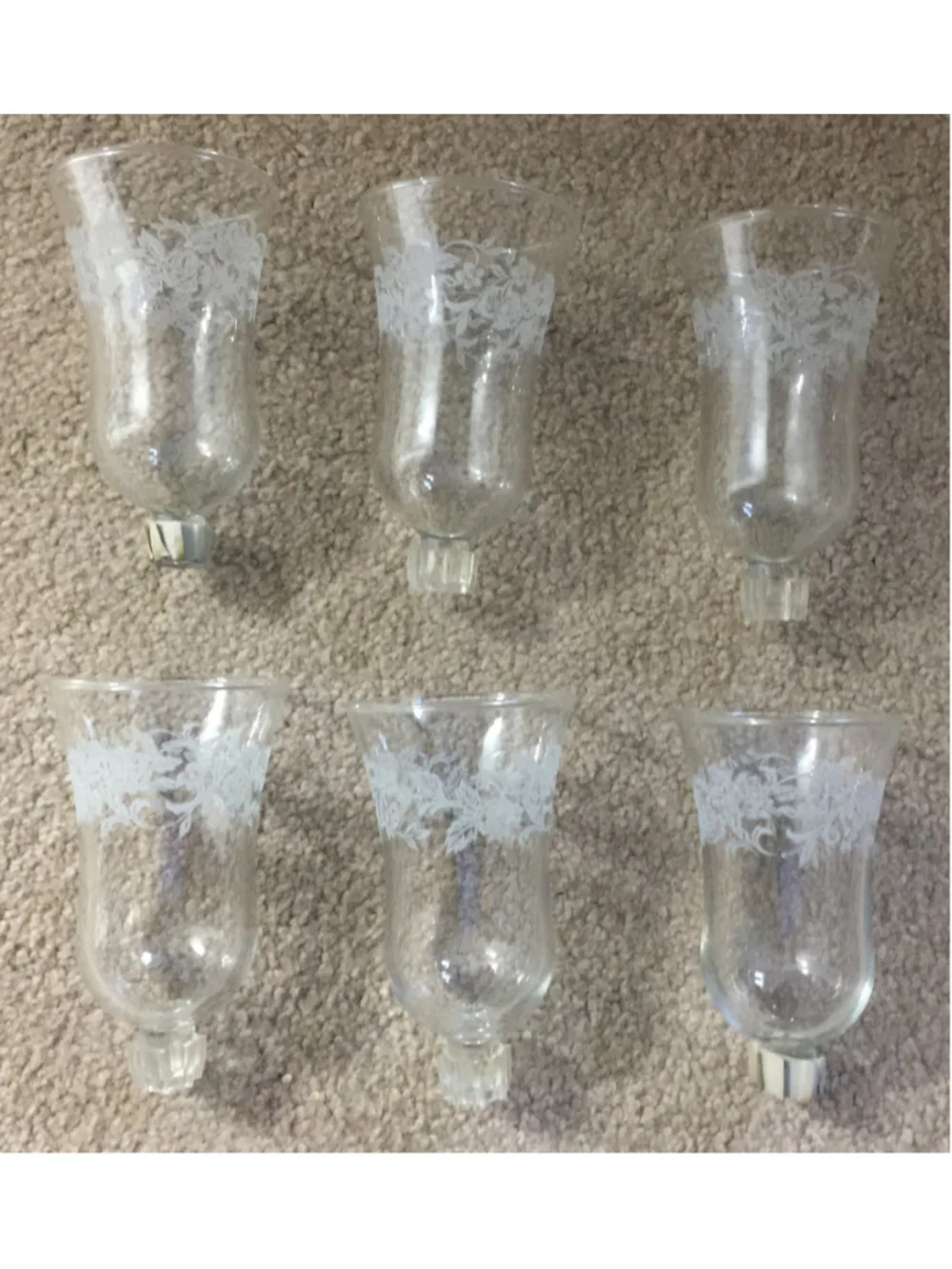 Vtg Pair Brass plate Wall Sconce Candle Holders W/Etched Glass Globes